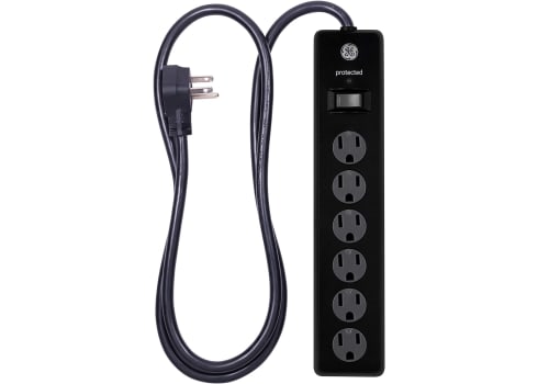 GE 6 Outlet Surge Protector, 4 Ft Extension Cord