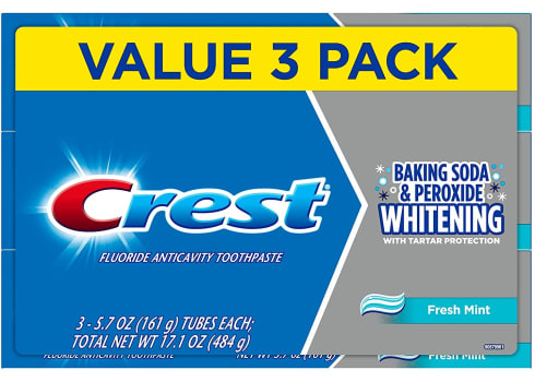 3-pk Crest Cavity & Tartar Protection Toothpaste, Whitening Baking Soda & Peroxide, 5.7 oz