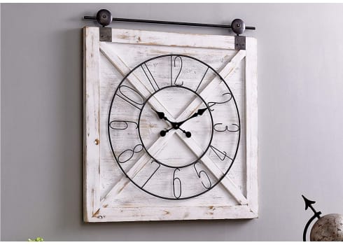 Farmstead Whitewash Barn Door Wall Clock