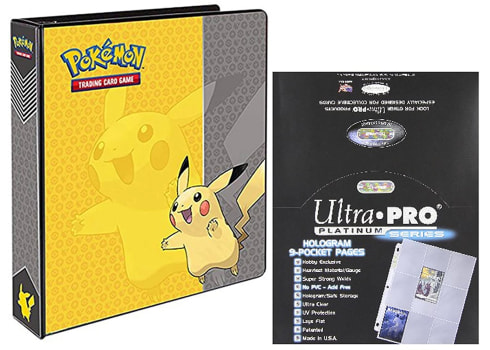 Ultra Pro Pokemon Pikachu 2" 3-Ring Binder Card Album with 100 Platinum Series 9-Pocket Sheets