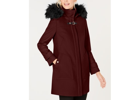 Cole Haan Faux-Fur-Trim Hooded Coat