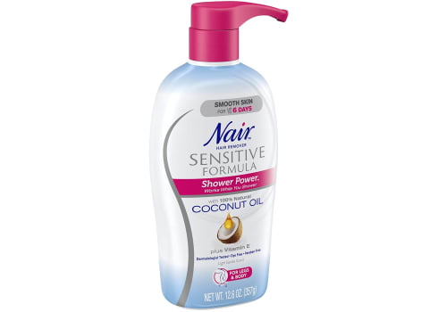Nair Hair Remover Sensitive Formula Shower Power with Coconut Oil and Vitamin E, 12.6oz