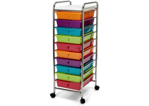 Seville Classics 10-Drawer Multipurpose Mobile Rolling Utility Storage Organizer with Tray Cart