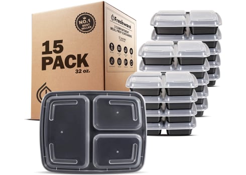 15-pk Freshware 3-Compartment Bento Boxes