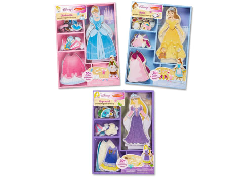 Melissa & Doug Disney Cinderella, Belle & Rapunzel Magnetic Dress Up Bundle