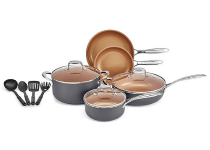 12pc Crux Copper Titanium Cookware Set Book of More Money