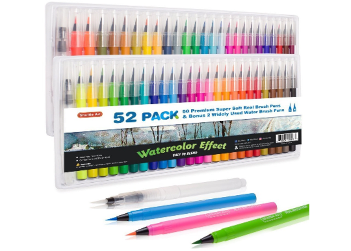 52-Pack Watercolor Caligraphy Brush Pens