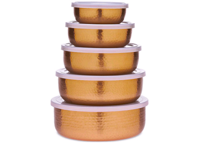 5-Pc. Hammered Copper Storage Bowl Set