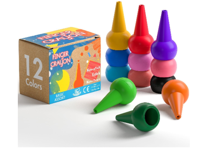 12-pk Toddler Palm-Grip Finger Crayons 