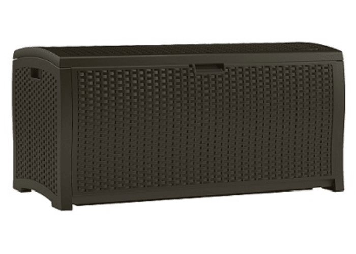 99-gal Suncast Mocha Resin Wicker Deck Box