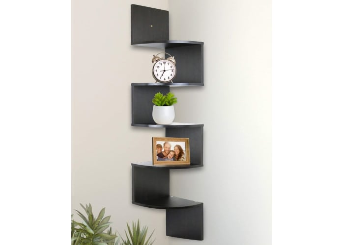 5 Tier Wall Mount Corner Shelves Espresso Book of More Money