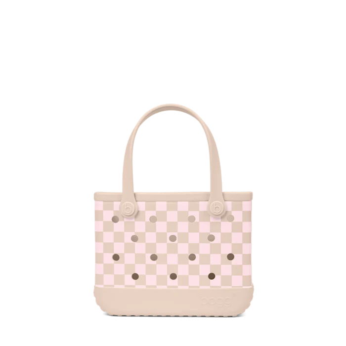 Bitty Bogg Bag - Checkered Linen/ Pink Marshmallow