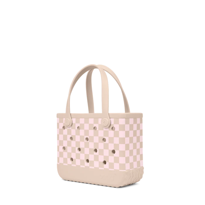 Bitty Bogg Bag - Checkered Linen/ Pink Marshmallow