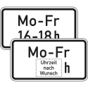 Zusatzschild Zeitliche Beschränkung Mo - Fr