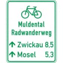 Radwegschild - Tabellenwegweiser