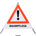 Faltsignal - Gefahrenstelle mit Text: BAUMPFLEGE