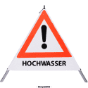 Faltsignal - Gefahrenstelle mit Text: HOCHWASSER