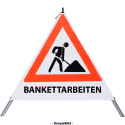 Faltsignal - Baustelle mit Text: BANKETTARBEITEN