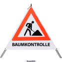 Faltsignal - Baustelle mit Text: BAUMKONTROLLE