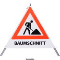 Faltsignal - Baustelle mit Text: BAUMSCHNITT