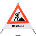 Faltsignal - Baustelle mit Text: Baustelle