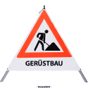 Faltsignal - Baustelle mit Text: GERÜSTBAU