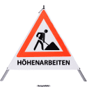 Faltsignal - Baustelle mit Text: HÖHENARBEITEN