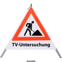 Faltsignal - Baustelle mit Text: TV-Untersuchung