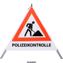 Faltsignal - Baustelle mit Text: POLIZEIKONTROLLE