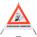 Faltsignal - Rauchverbot mit Text: DURCHGANG VERBOTEN