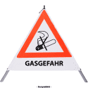 Faltsignal - Rauchverbot mit Text: GASGEFAHR