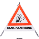 Faltsignal - Rauchverbot mit Text: KANALSANIERUNG