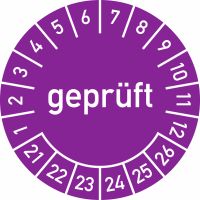 Prüfplaketten - geprüft - Jahre und Monate