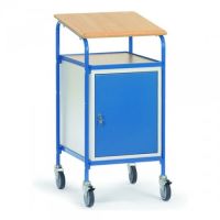 Rollpult mit geneigter Schreibfläche, 2 verstellbaren Böden und Flügeltürschrank - Breite 605 mm - Tragkraft 100 kg