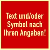 Brandschutzschild mit Text und Symbol nach Ihren Angaben