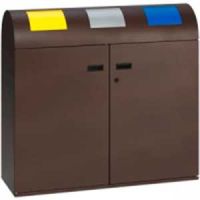 Wertstoffsammler 3-fach / Wertstoffsammelstation mit selbstschließenden Einwurfklappen - Inhalt 240 (3x 80) Liter