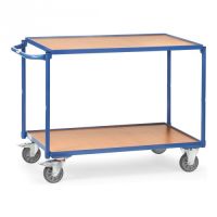 Leichter Tischwagen mit 2 Holzböden und waagerechtem Schiebegriff - Tragkraft 250 kg
