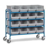 Beistellwagen mit 4 Holzbodenetagen - Breite 1360 mm - Tragkraft 250 kg