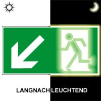 Rettungsweg links abwärts nach ASR A 1.3, BGV A8, DIN 67510, ISO 6309