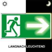 Rettungsweg rechts nach ASR A 1.3, BGV A8, DIN 67510, ISO 6309