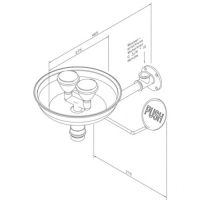 Augendusche mit zwei Brauseköpfen und Auffangbecken (Wandmontage Aufputz)