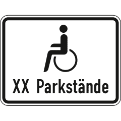 Nur Schwerbehinderte mit außergewöhnlicher Gehbehinderung und Blinde mit Anzahl der Parkstände - Verkehrsschild VZ 1044-12