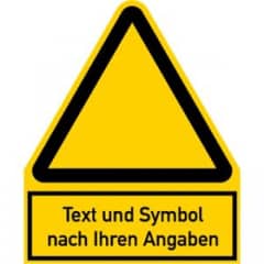 Warnzeichen mit Symbol und Text nach Ihren Angaben