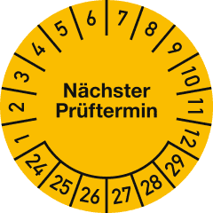 Mehrjahres - Prüfplakette - Nächster Prüftermin, gelb