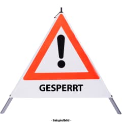 Faltsignal - Gefahrenstelle mit Text: GESPERRT