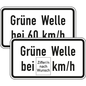 Zusatzzeichen VZ 1012-34 Zusatzschild Grüne Welle bei ... km/h VZ 1012-34