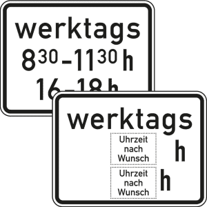 Zusatzzeichen VZ 1042-32 Zeitliche Beschränkung werktags Zusatzzeichen 1042-32