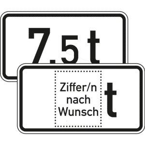 Zusatzzeichen VZ 1053-33 Angabe der zulässigen Gesamtmasse - VZ 1053-33