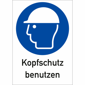 Kombi-Gebotsschilder - Kopfschutz benutzen (ISO 7010)