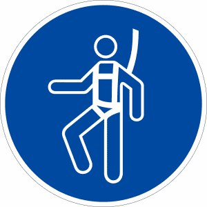 Gebotszeichen - Auffanggurt benutzen nach ISO 7010 (M 018)